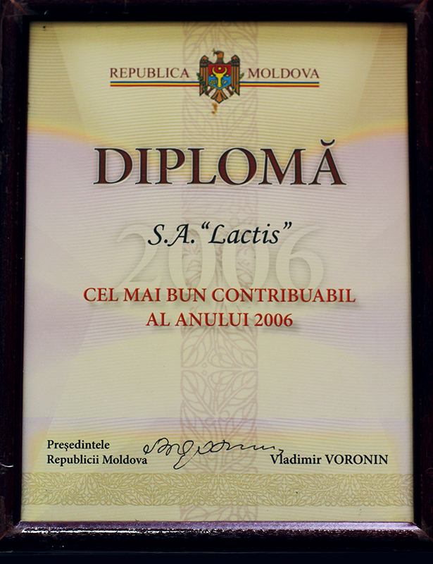 Diplomă ”Cel mai bun contribuabil  2006”